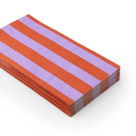 Orange & Lilac Cabana Stripe Paper Napkins