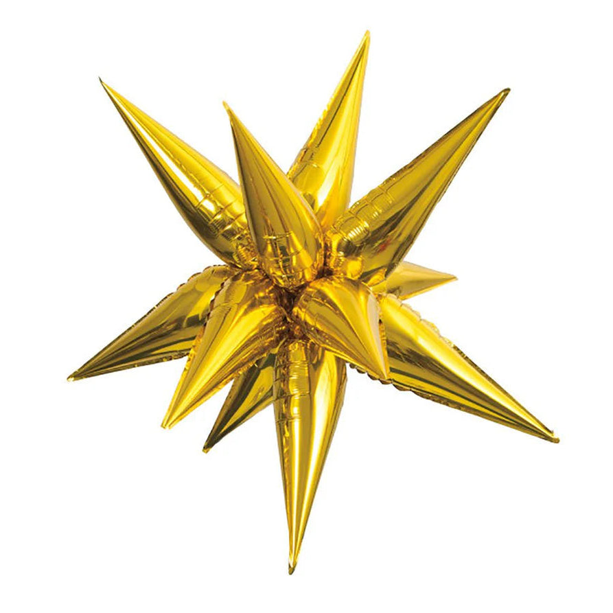 Gold star-shaped balloon on a white background