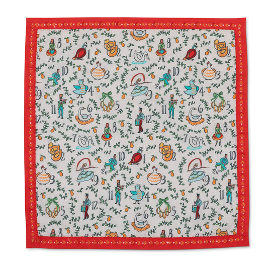 Decorative christmas napkin with festive pattern on a white background