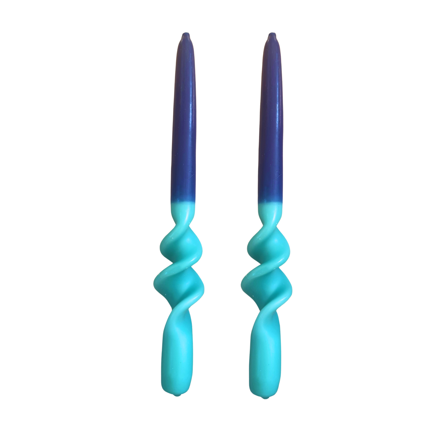 Blue Two-Tone Double Helix Candle Pair