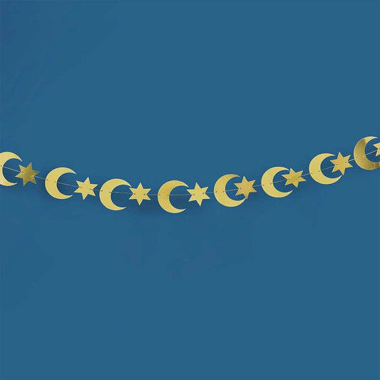 Gold Moon & Stars Paper Banner
