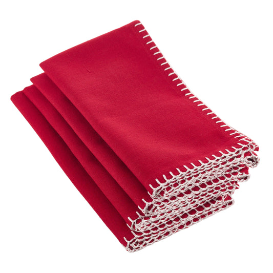 Whip Stitched Red Napkin
