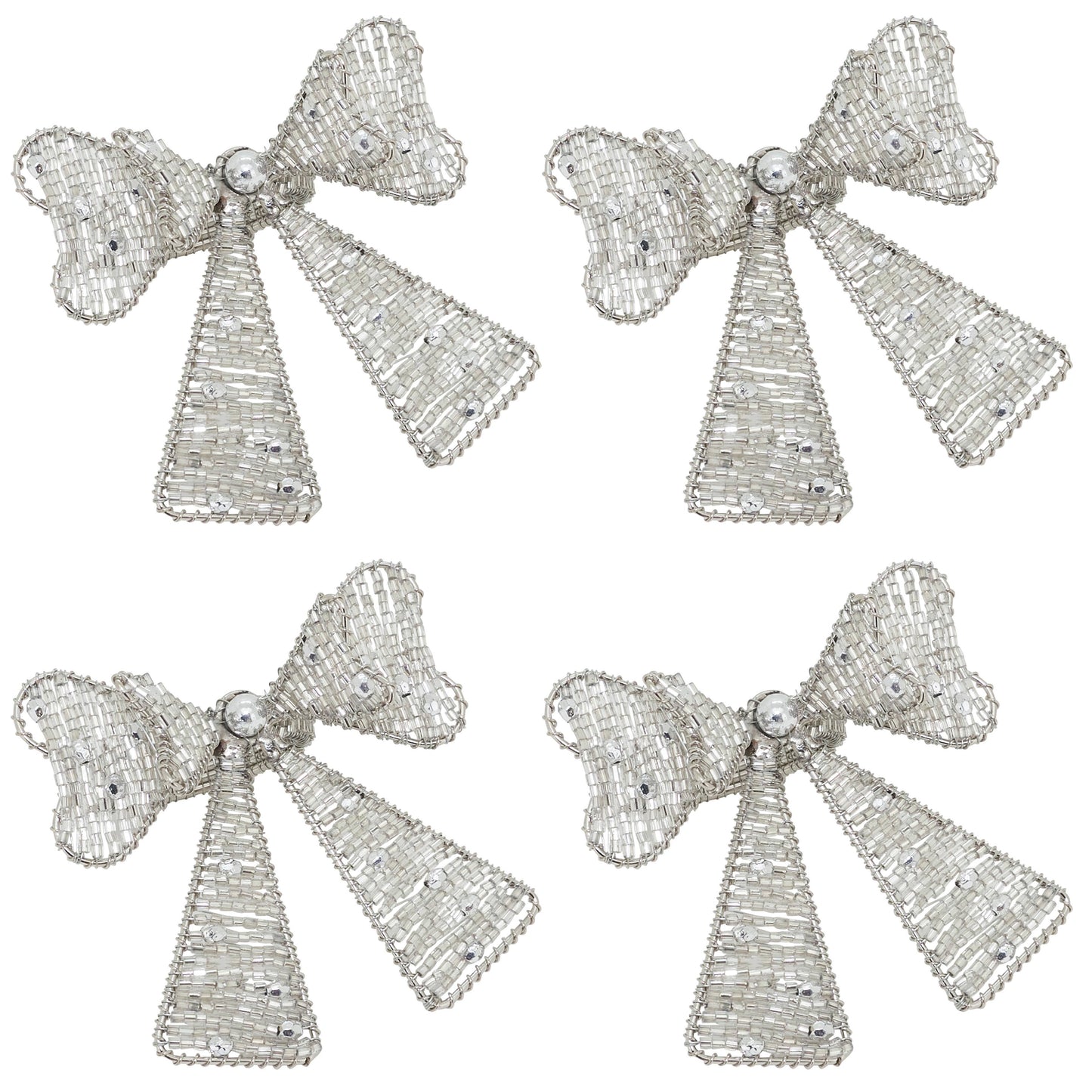 Beaded Bow Napkin Rings - Set of 4