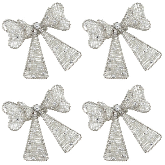 Beaded Bow Napkin Rings - Set of 4