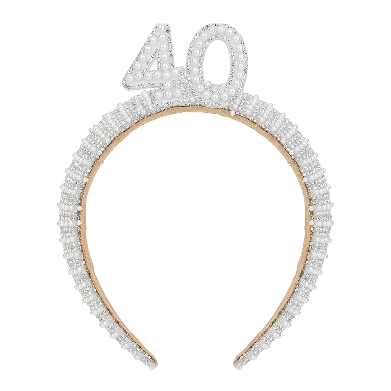 Beaded headband with number '40' on a white background