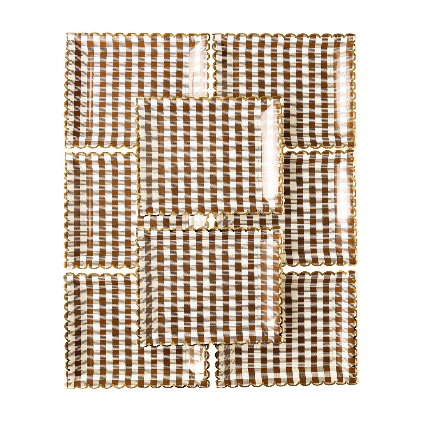 Brown Gingham Paper Plate