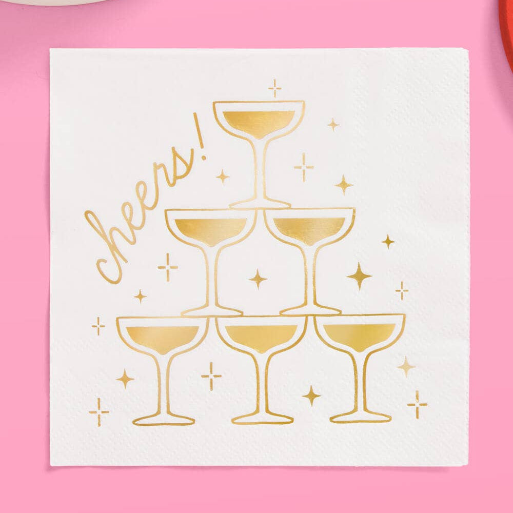 Gold Cheers Cocktail Napkins