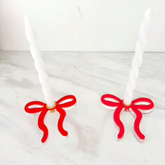 Red Bow Acrylic Candleholder