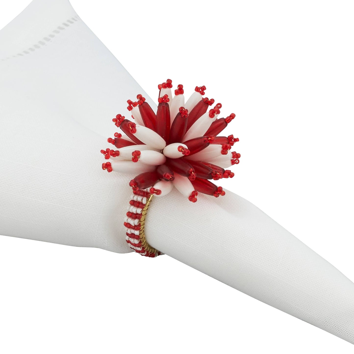 Red & White Napkin Rings - Set of 4