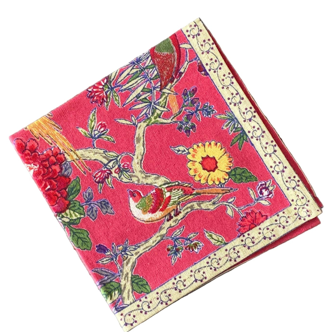 Coral Bird Cocktail Napkin - Set of 4