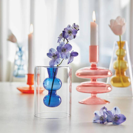 Blue Glass Candle Holder