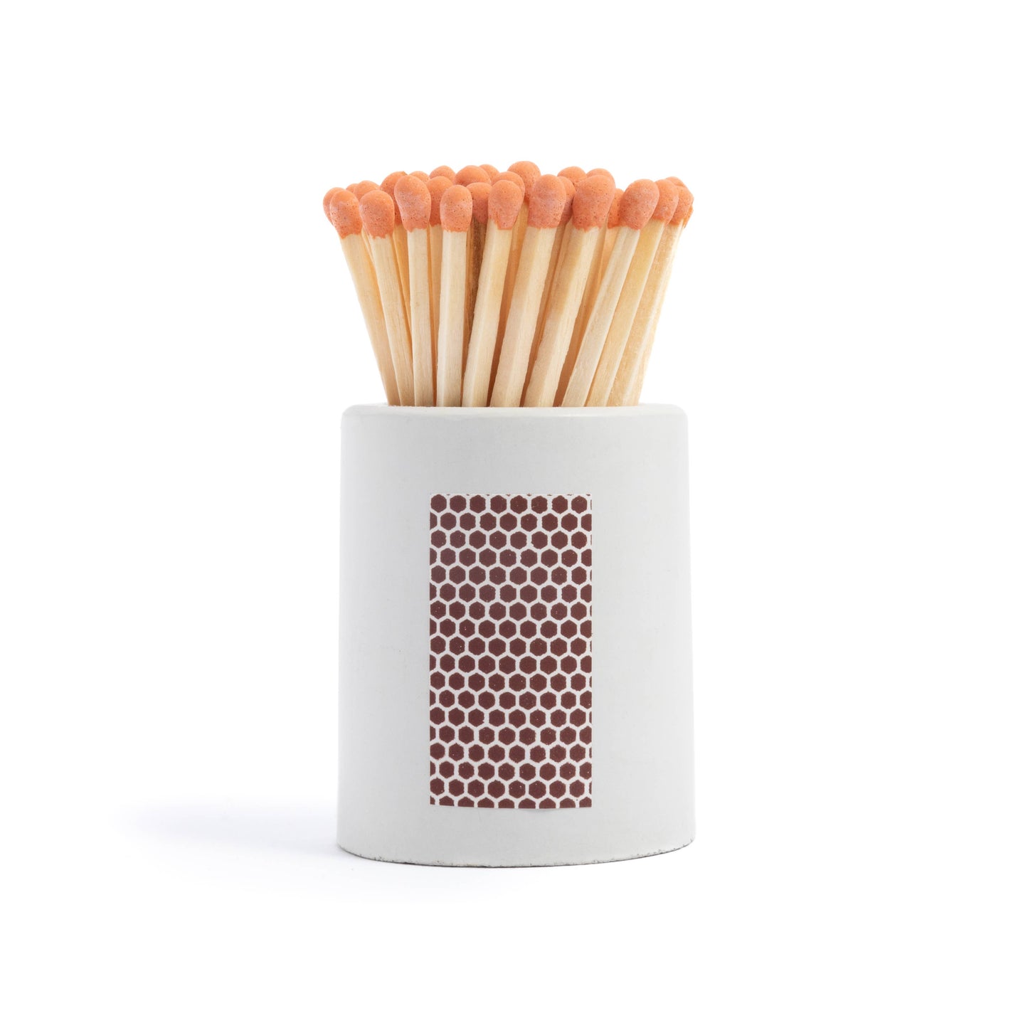 White Round Vessel with Tangerine Matchsticks