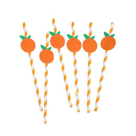 Orange Paper Straws