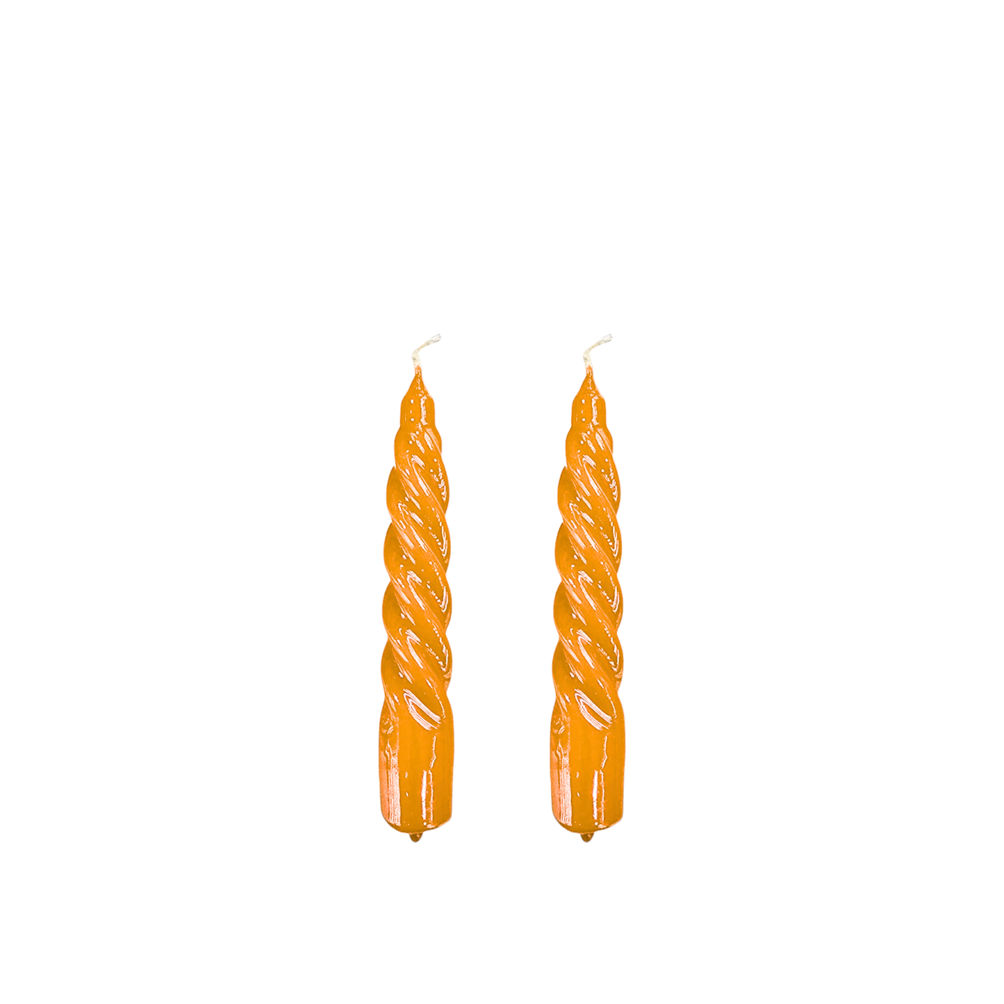 Orange Short Coiled Candle Pair