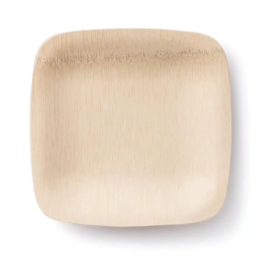 bamboo square plate on a white background