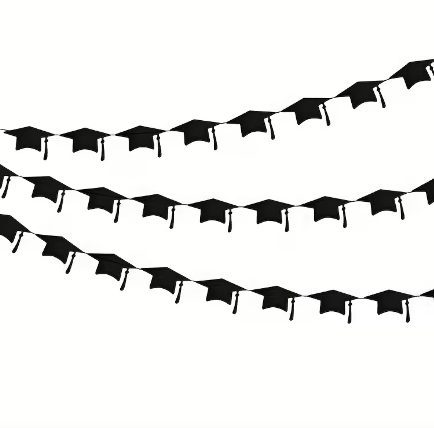 Black graduation cap garland