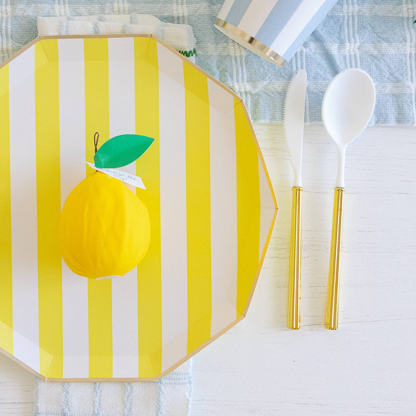 Yellow Cabana Stripe Plates