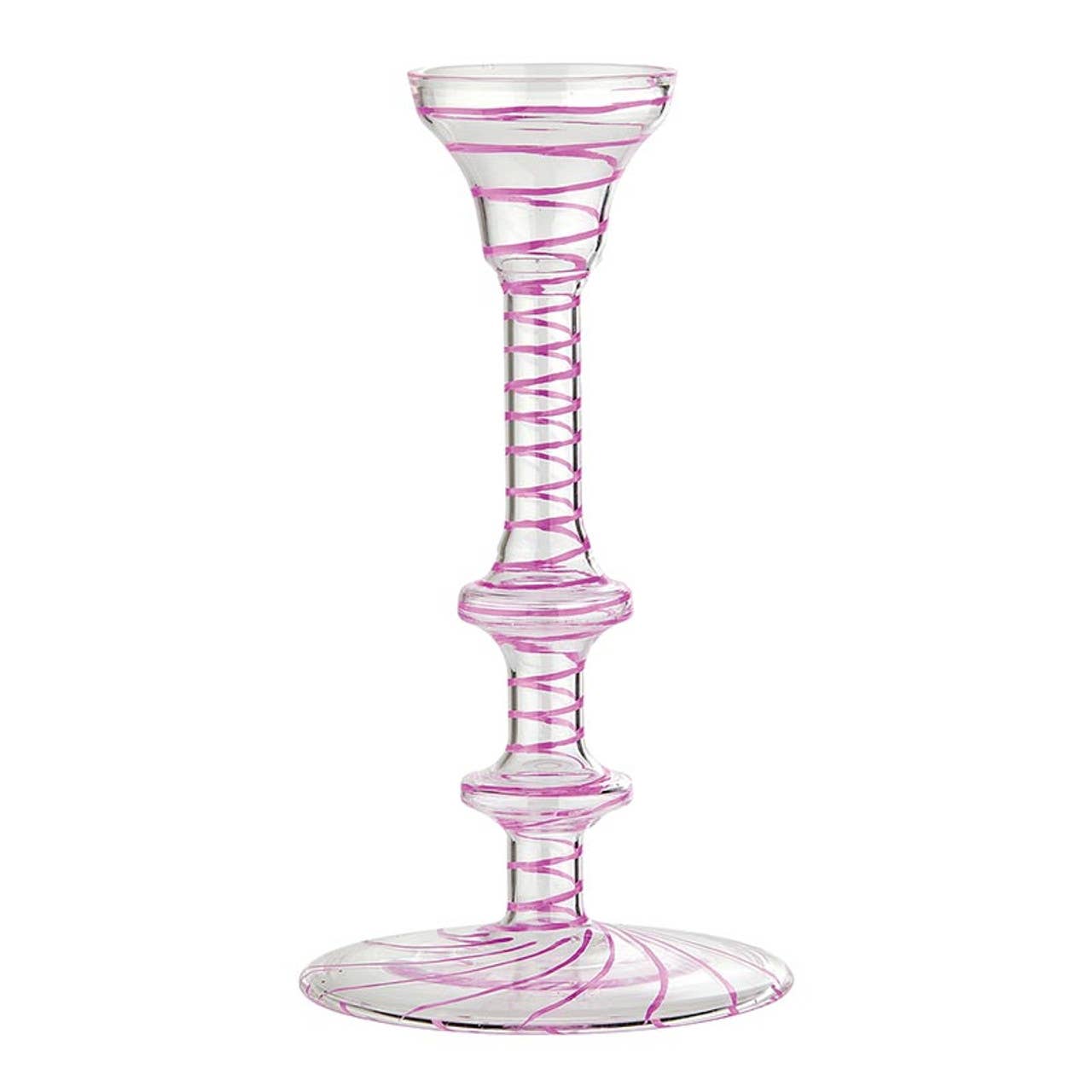 Pink Striped Candle Holder