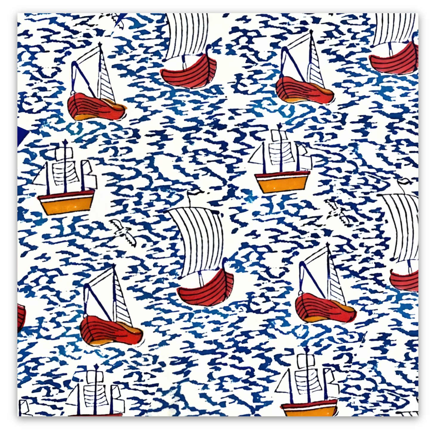 Sailing Boats Block Print Cocktail Napkins