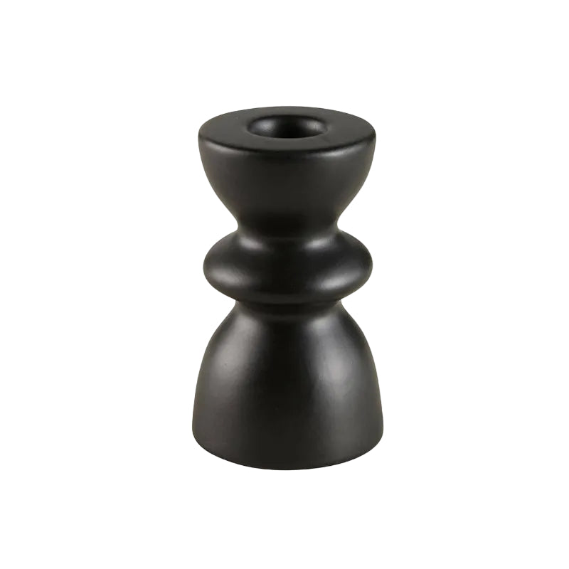 Black candle holder on a white background