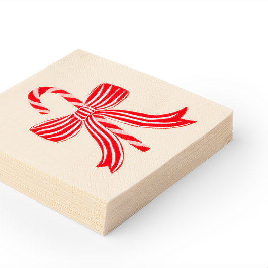 Candy Cane Bow Cocktail Napkins