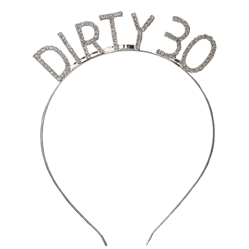Silver 'DIRTY 30' tiara headband