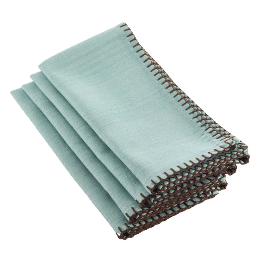 Aqua Whip Stitched Napkin
