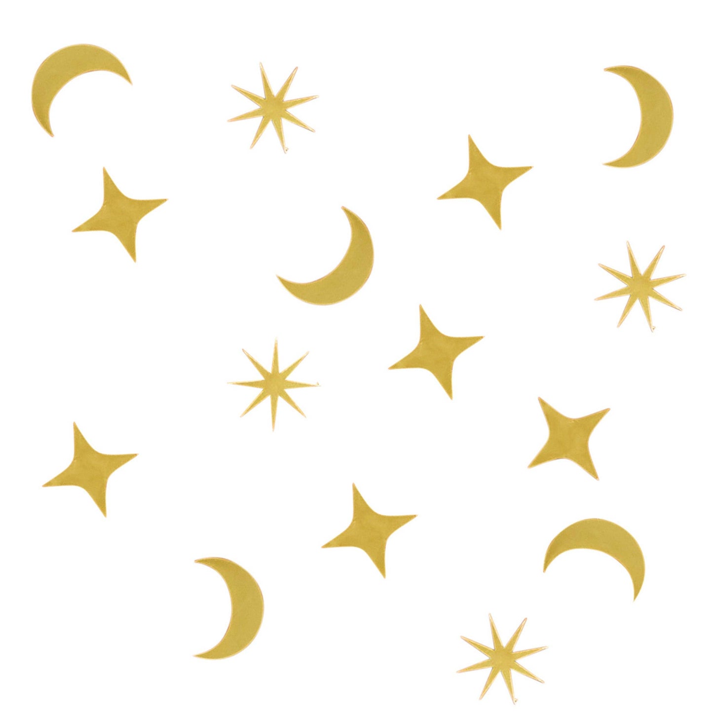 Gold stars and crescent moons on a white background