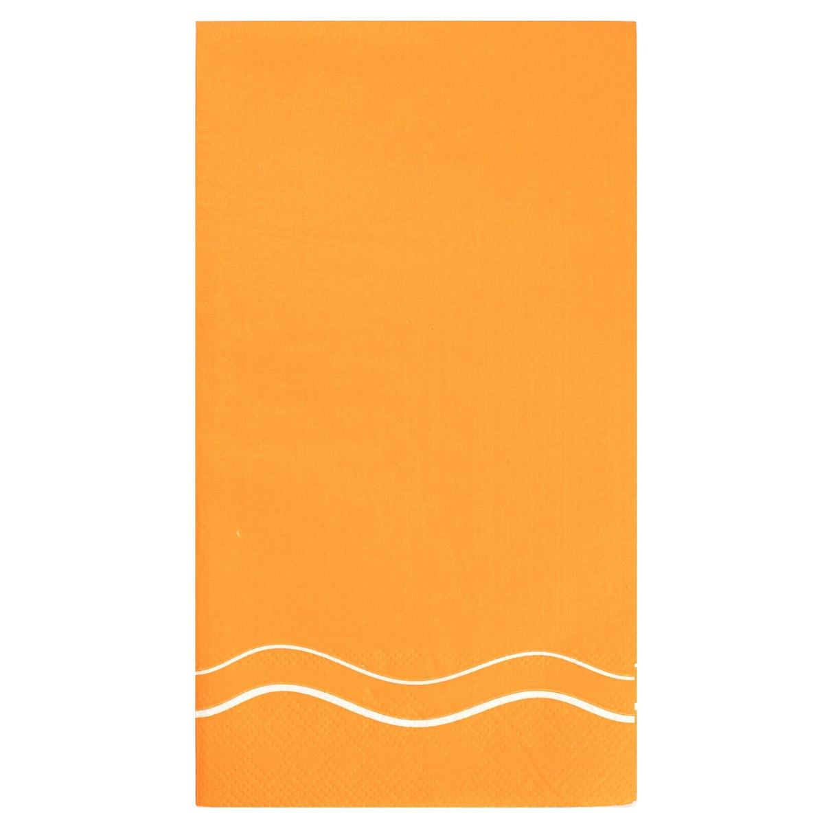 Orange guest towel with white wave design on a white background