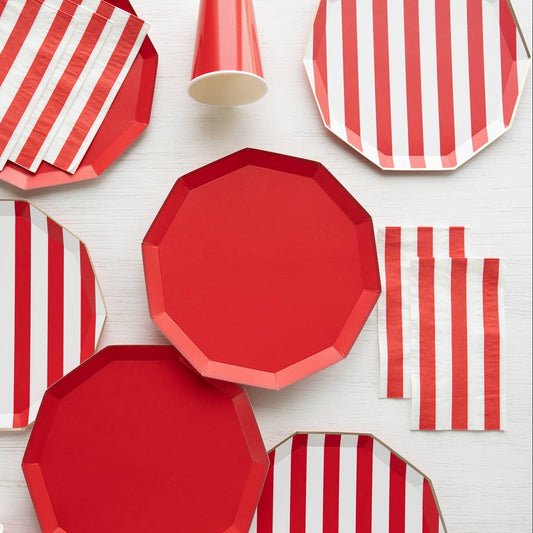 Red Cabana Striped Paper Napkins