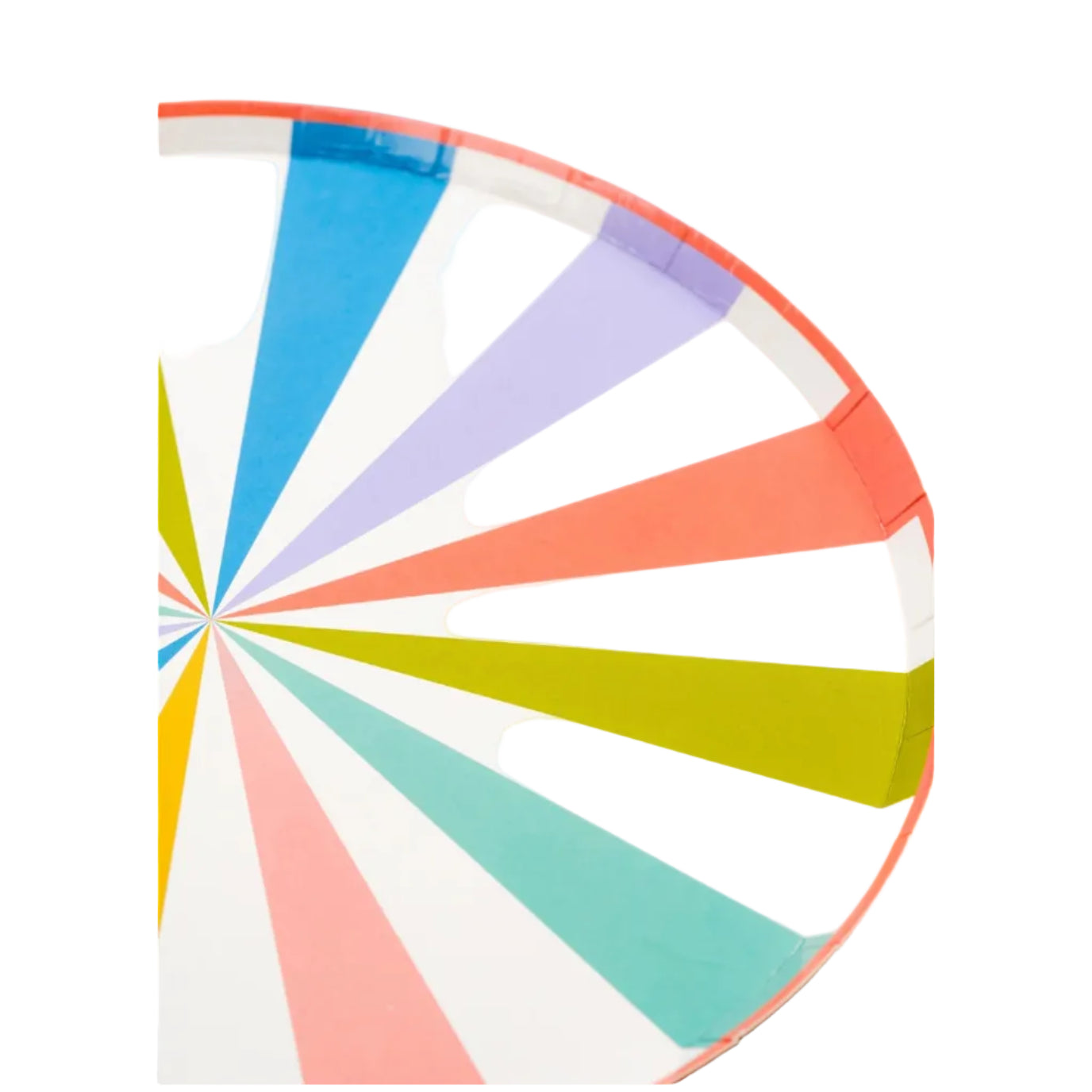 Colorful wheel with various colors on a white background