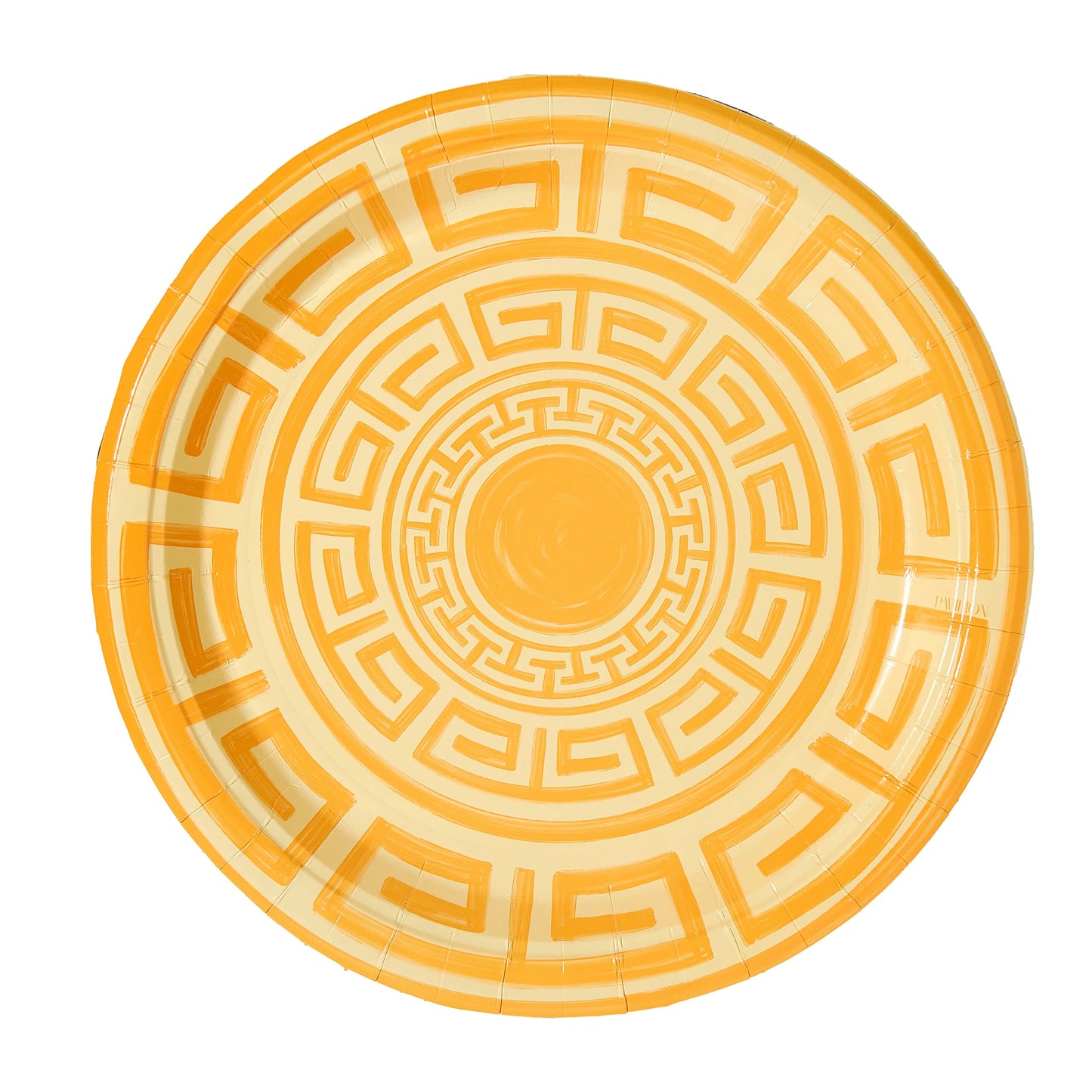 Yellow Greek Key Paper Plate