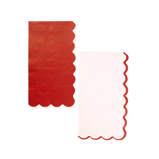 Red Scallop Guest Napkins
