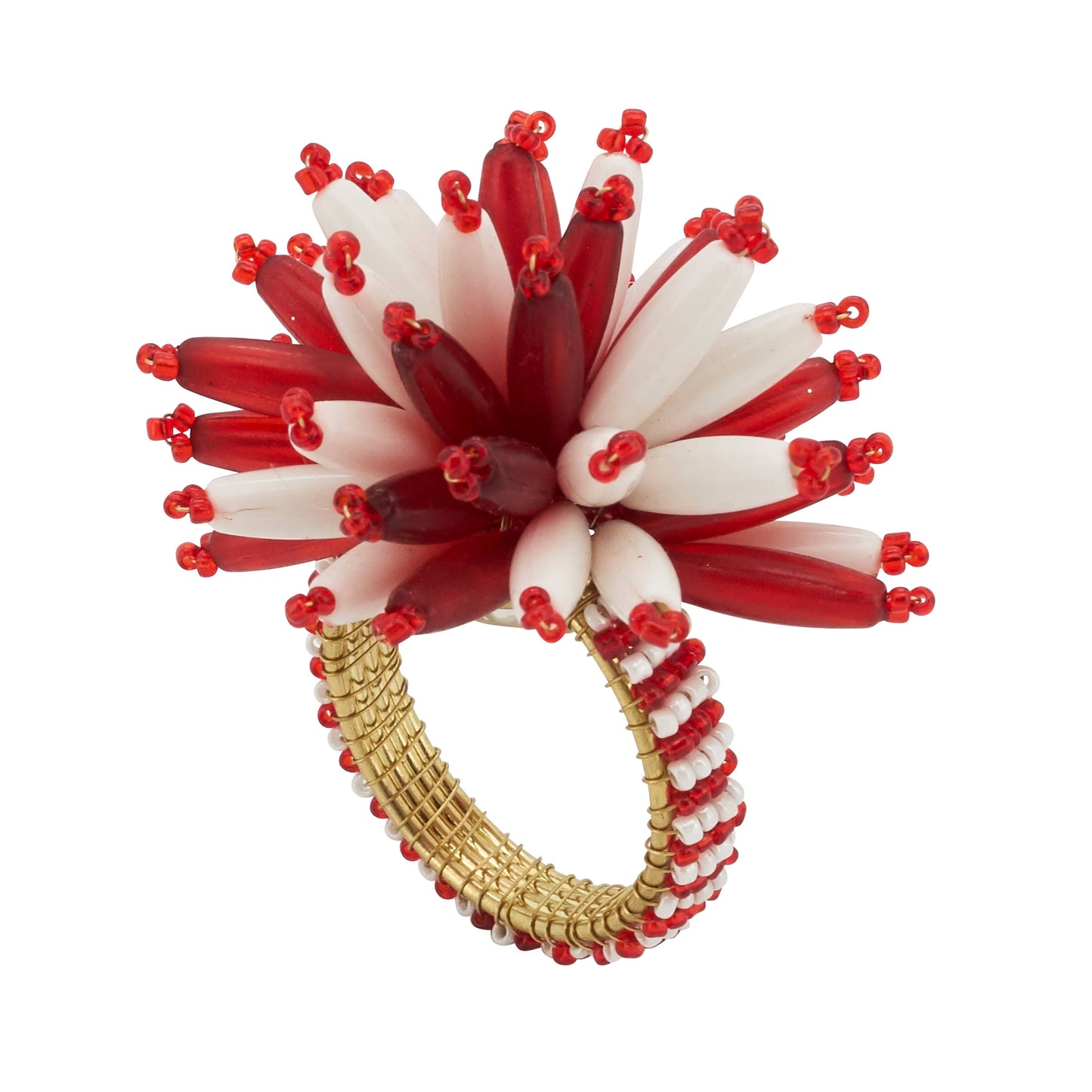 Red & White Napkin Rings - Set of 4
