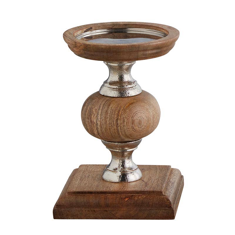 Small Wood Pillar Candle Holder