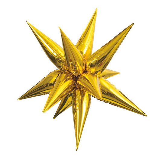 Gold star-shaped balloon on a white background
