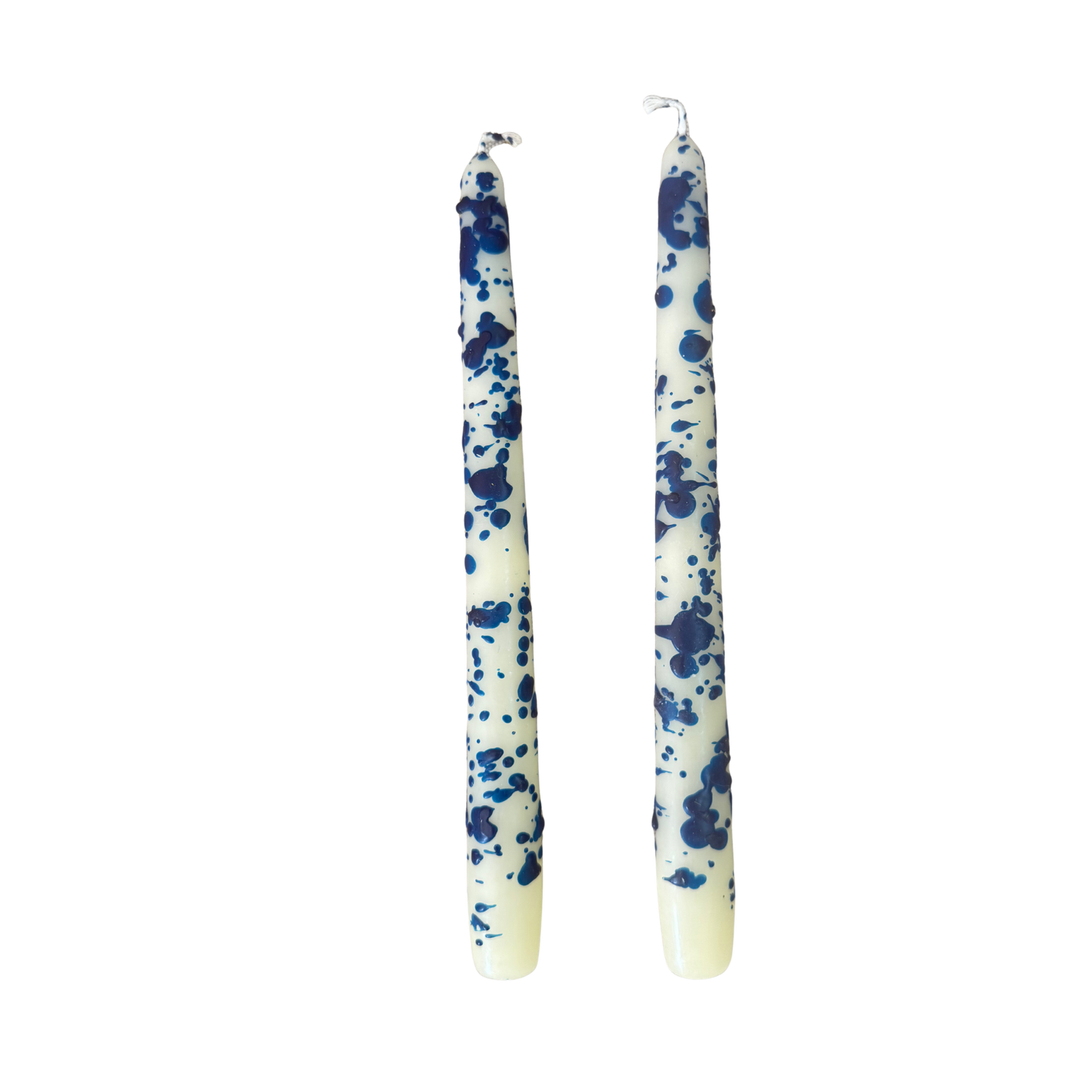 Blue Splatter Candle Pair