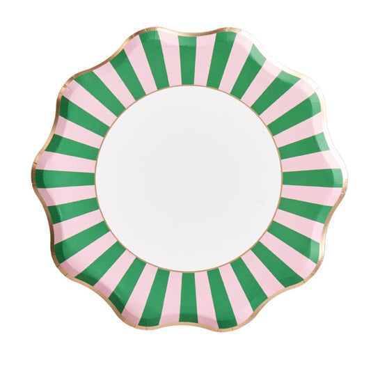 Pink & Green Large Paper Dinner Plates