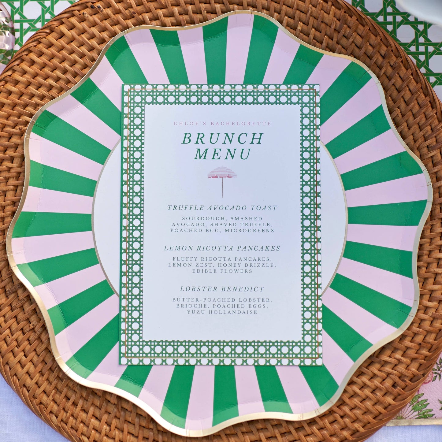 Pink & Green Paper Dinner Plates
