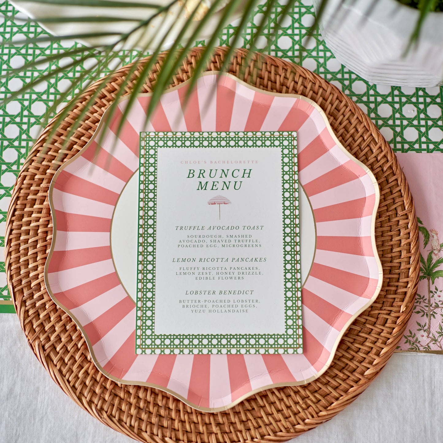 Pink & Green Paper Dinner Plates
