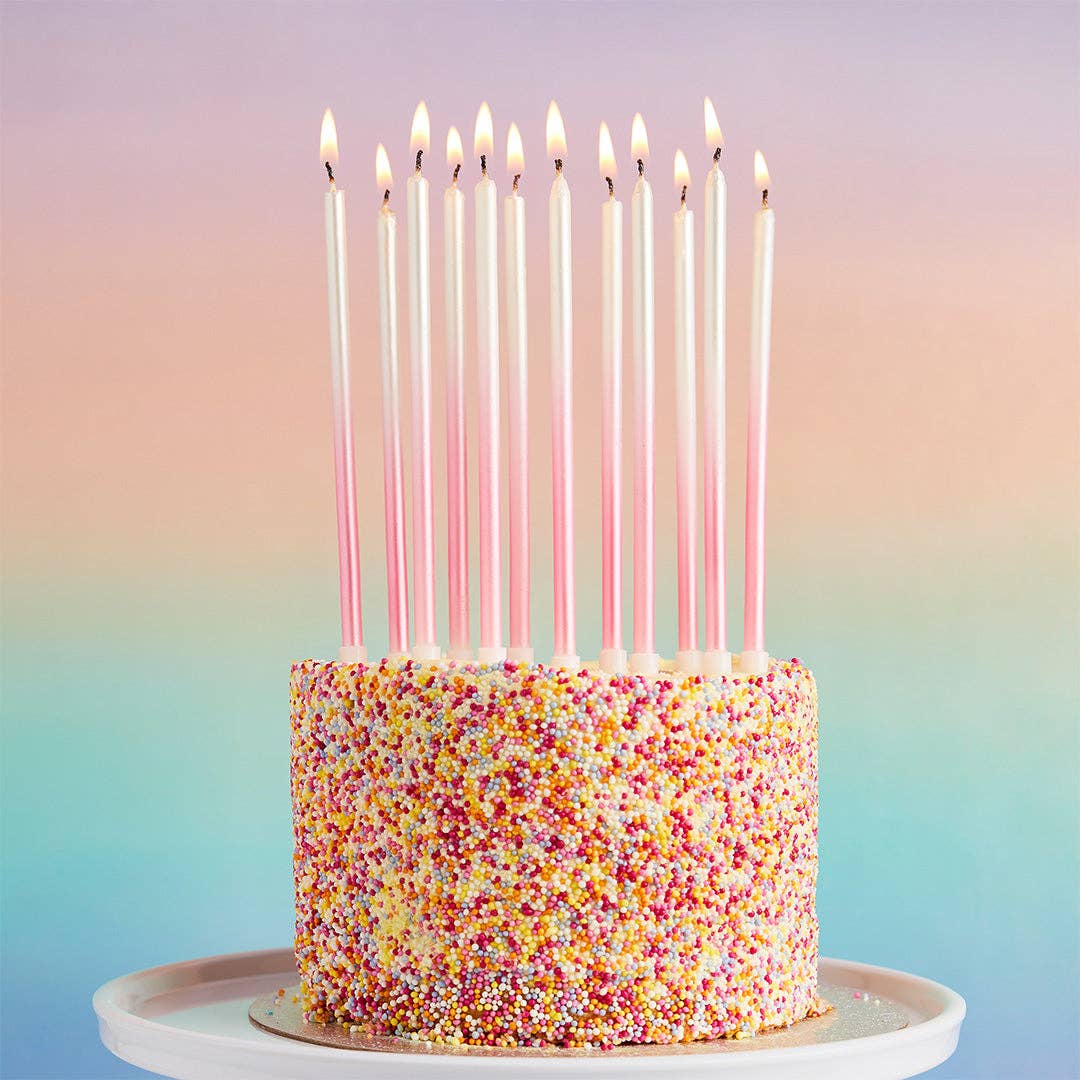 Pink Ombre Tall Skinny Candles