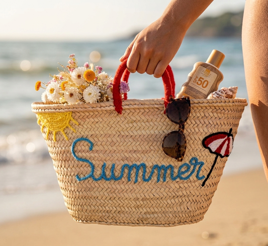 Summer Straw Market Basket