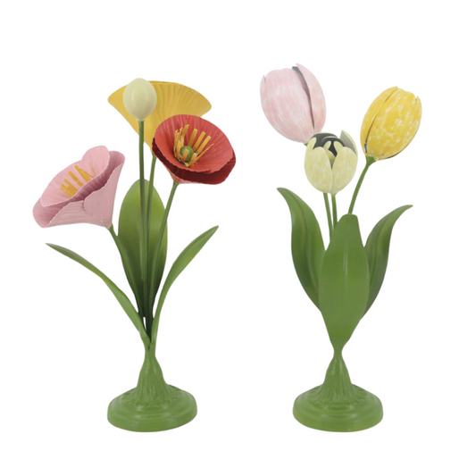 Metal Tole Flowers (Set of 2)
