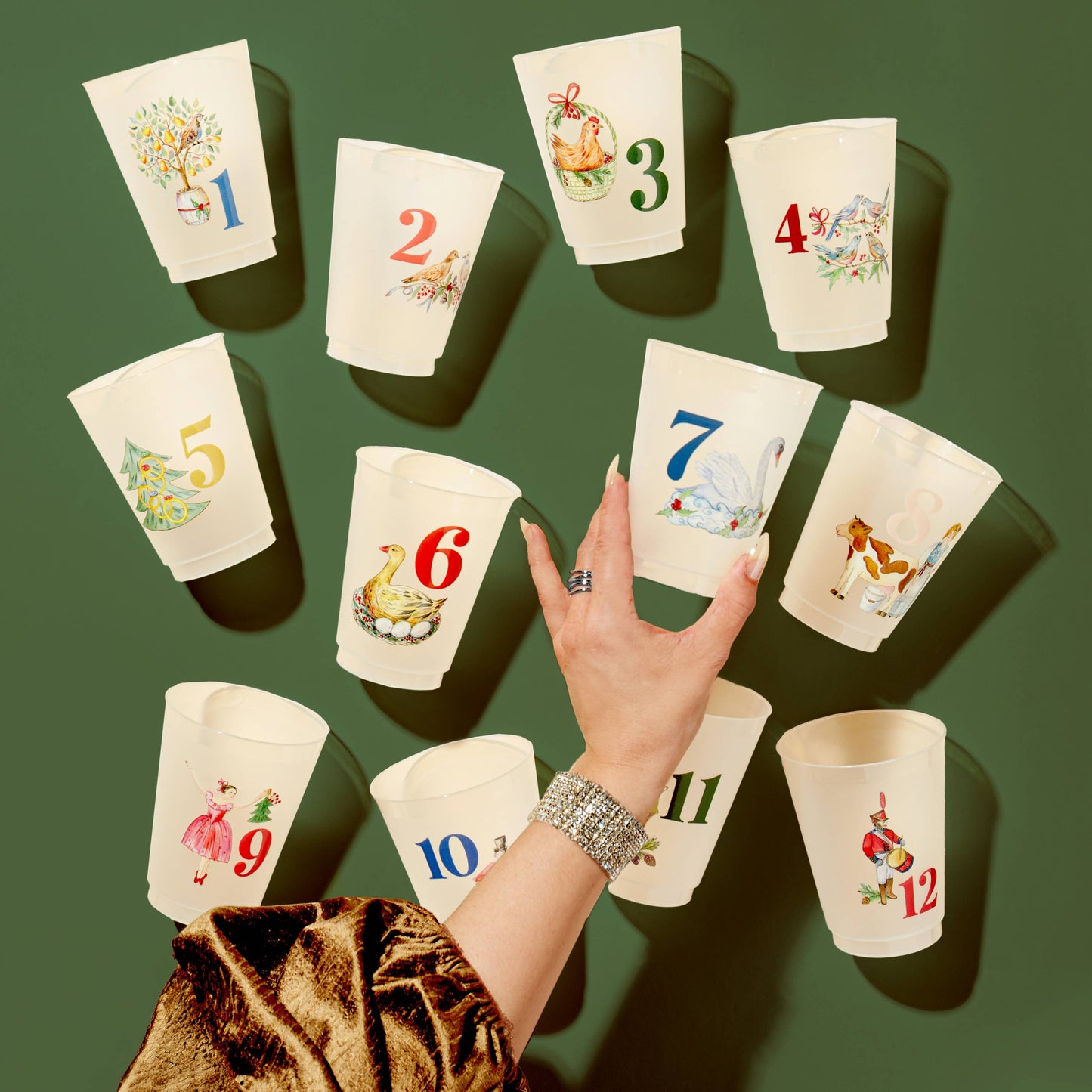 12 Days of Christmas Frosted Cups - Set of 12