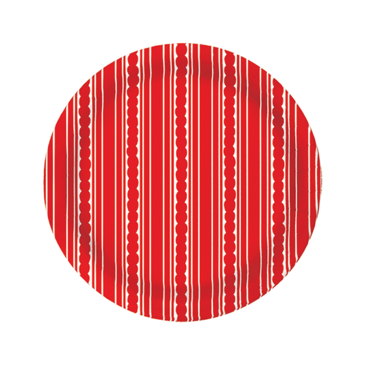 Red Stripe Paper Dinner Plate