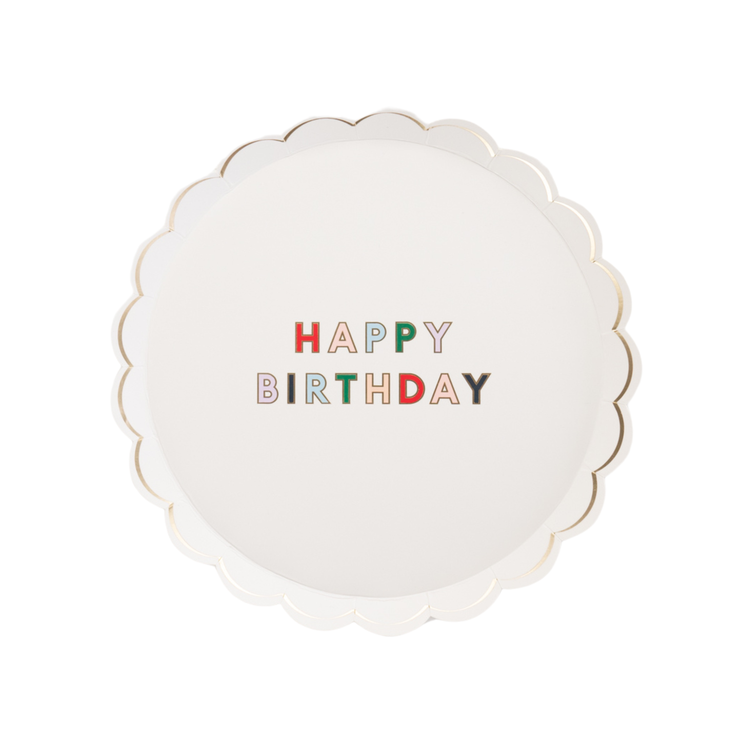 White Happy Birthday Paper Dessert Plate