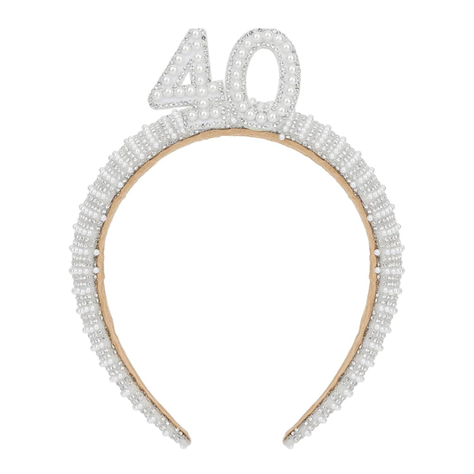Beaded headband with number '40' on a white background