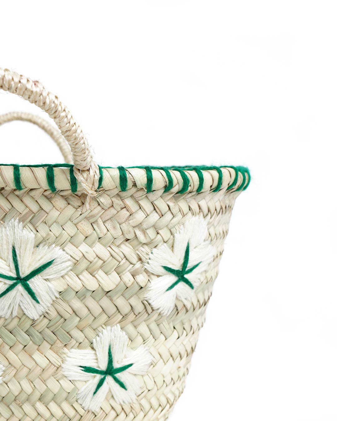 Small Green & White Market Basket