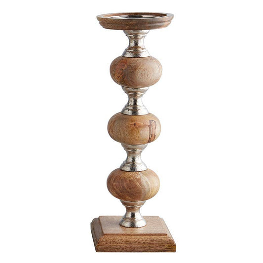 Large Wood Pillar Candle Holder