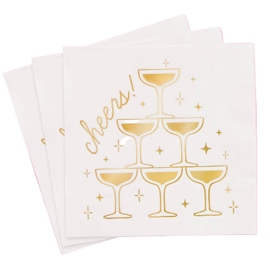 Gold Cheers Cocktail Napkins
